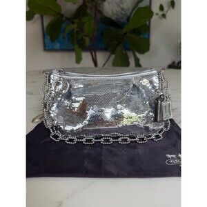 COACH Vintage Y2K Limited Edition Poppy Silver Sequin Chain Shoulder Bag 14368